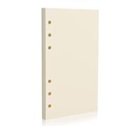 A6 6-Hole Blank Loose-Leaf Filler Paper - 80 Sheets, 100GSM, Beige Notebook Refill - Fits A6 6-Ring Binders for Office, Journaling, Planning, Notes. Double-sided writing supported