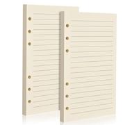 A6 6-Hole Lined Loose-Leaf Filler Paper - 2 Packs (80 Sheets per Pack), 100GSM,Beige Notebook Refill - Fits A6 6-Ring Binders for Office,Journaling,Planning,Notes. Double-sided writing supported