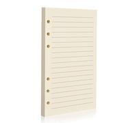A6 6-Hole Lined Loose-Leaf Filler Paper - 80 Sheets, 100GSM, Beige Notebook Refill - Fits A6 6-Ring Binders for Office, Journaling, Planning, Notes. Double-sided writing supported