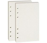 A6 6-Hole Pre-Punched Cream(Beige) Grid Loose-Leaf Paper, 100GSM Double-Sided Writing with No Bleed Through, Fits A6 6-Ring Binder, Perfect for Fountain and Gel Pens(2 Packs)