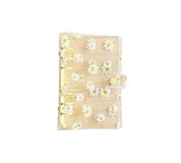 A6 6 Holes Transparent Daisy PVC Binder Cover Loose Leaf Sheet Protector Round Ring View Binder Notebook Planner Folder with Snap Button Closure Yellow