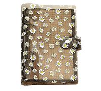 A6 A5 6-Holes Colorful PVC Cover Round Ring View Binder with Snap Button Closure File Folder (Black Daisy, A6 mini Set)