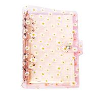 A6 A5 6-Holes Colorful PVC Cover Round Ring View Binder with Snap Button Closure File Folder (Little Pink Daisy, A6 mini Set)
