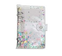 A6 A5 6-Holes Colorful PVC Cover Round Ring View Binder with Snap Button Closure File Folder (Petal, A6 Mini Set)