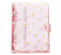 A6 A5 6-Holes Colorful PVC Cover Round Ring View Binder with Snap Button Closure File Folder (Pink Daisy, A5 Combo)