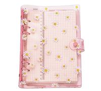 A6 A5 6-Holes Colorful PVC Cover Round Ring View Binder with Snap Button Closure File Folder (Pink Daisy, A5 Mini Set)