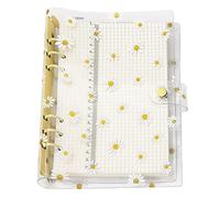 A6 A5 6-Holes Colorful PVC Cover Round Ring View Binder with Snap Button Closure File Folder (Yellow Daisy, A5 mini Set)