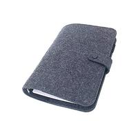 A6/ A5 6-Holes Felt Cover Round Ring View Binder File Folder for Loose Leaf Sheet Protectors/Binder Cover Protector, Black, A5 mini Set