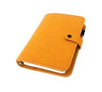 A6/ A5 6-Holes Felt Cover Round Ring View Binder File Folder for Loose Leaf Sheet Protectors/Binder Cover Protector, Marigold, A5 Combo
