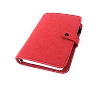 A6/ A5 6-Holes Felt Cover Round Ring View Binder File Folder for Loose Leaf Sheet Protectors/Binder Cover Protector, Vivid Red, A5 Combo