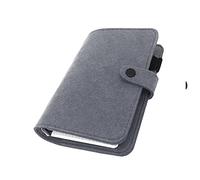 A6/ A5 6-Holes Felt Cover Round Ring View Binder File Folder for Loose Leaf Sheet Protectors/D Ring Binder Cover Protector (Dark Shadow, A6 mini set)