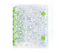 A6/A7/A8 Budget Binder with Clear PVC Cover, 5 Rings Refillable Notebook Shell, Buttons 2 Glitter Design, Closure, Star