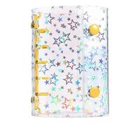 A6/A7/A8 Budget Binder with Clear PVC Cover, 5 Rings Refillable Notebook Shell, Design, Closure, 2 Glitter Buttons Star