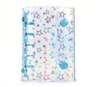 A6/A7/A8 Budget Binder with Clear PVC Cover, 5 Rings Refillable Notebook Shell, Glitter Star Design, 2 Snap Buttons Closure, Cash Envelopes System Organizer, Planner Folder for Journal Albums (Blue)