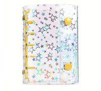 A6/A7/A8 Budget Binder with Clear PVC Cover, 5 Rings Refillable Notebook Shell, Glitter Star Design, 2 Snap Buttons Closure, Cash Envelopes System Organizer, Planner Folder (Yellow)