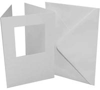 A6 Aperture Card Blanks & Envelopes 10 Pack White 300gsm - Tri Fold 60x60mm Square Window - Card Making DIY Greeting Cards Wedding Invitations Craft Set