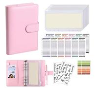 A6 Binder Case Cash Budget Book Macaron PU Leather Notebook Handbook(Pink)
