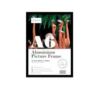 A6 Black Aluminium Picture Frame Ultra Thin Edge Minimalistic Modern Design Wall Mountable and Freestanding Standard A5 Photograph, Poster, Print Size A6-10.5 x 14.8 cm - 4.1 x 5.8 Inch