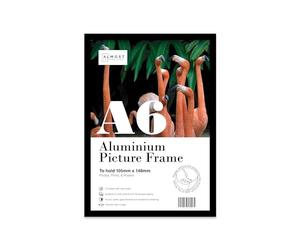 A6 Black Aluminium Picture Frame Ultra Thin Edge Minimalistic Modern Design Wall Mountable and Freestanding Standard A5 Photograph, Poster, Print Size A6-10.5 x 14.8 cm - 4.1 x 5.8 Inch