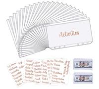A6 Budget Binder Cash Labels Set, Prefdo 20 PCS Binder Zipper Folders and 80 Preprinted Vinyl Decals Money Stickers for Finance Planners