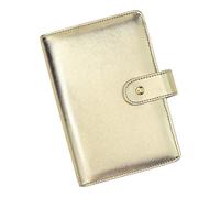 A6 Budget Binder, PU Leather Notebook Cover 6 Gold Rings Refillable Loose Leaf Personal Planner Organizer with Gold Snap Closure for Journal