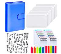 A6 Budget Binder Set - 28pcs Leather Ring Binder Notebook with Clear Cash Envelopes, Budget Sheets, Label Stickers and Cash Organizer for Travel and Diary - Blue