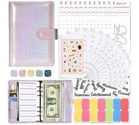 A6 Budget Binder Wallets, Money Saving Binder 12Pcs Cash Wallet Binder, Money Stuffing Organiser with Cash Envelopes Cash Wallet for Budgeting Work Travel Date, Sticker Included (Purple)