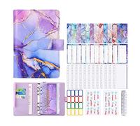 A6 Budget Binder with Marble Pattern PU Leather Notebook Cover, Zipper Envelopes, Label Stickers, Ruler - Money Organizer System for Bill, Money, Card Saving Planner, Birthday for Friends Colleagues
