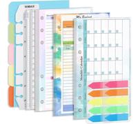 A6 Budget Planner Refill Paper, 87 Sheets Colorful 6-Ring Binder Expense Tracker Inner Page Financial Planner w/Binder Divider, Pouch, Ruler, Index Tab for Budgeting Book, Double-sided, 6.9x3.7"