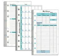 A6 Budget Planner Refill, Prefdo 82 Sheets Weekly Planner Monthly Calendar Inserts 6-Hole Budget Planner for A6 Budget Binder Cover, Binder Money Organizer for Cash, Saving (Set 4)