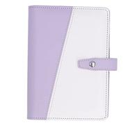 A6 Budget with Multifunctional Compartment, PU Leather, 6 - Hole, Portable, Black - Organized Storage, Secure Card Slots, Perfect for Office, School, Travel (Purple)