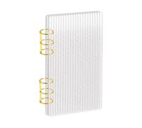 A6 Clear Acrylic Binder Stripe Planner Binders 6 Ring Budget Binders Refillable Plastic Notebook Covers Loose Leaf Paper Cover Office Supplies Binder with Metal Rings