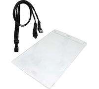 A6 Clear Plastic Badge Pocket Name Tag Holder with Black Plastic Clip Lanyard (Pack of 10) by PCL Media Ltd Clear ID Badge Pass Holder Name Tag A6 Size Insert Size 152 x 108mm