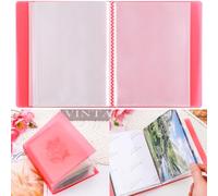 A6 Clear Sticker Photo Storage Album,Stamp Cutting Dies Storage Book Organizer Folder,40 Pages Clear Die & Stamp Storage Bag Transparent Plastic Folders for Cutting Dies Stencil Embossing Crafts (Red)