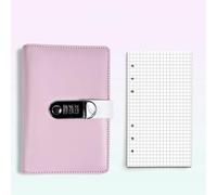 A6 Creative Password Journal Notebook with Lock Leather Diary Writing Set Loose-Leaf Book As A Handbook Travel Stamp Collection Book Diary(Pink1)