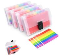 A6 Expanding File Folder, 4 Pack Flash Card Holder A6, Mini Ticket Expandings Folders 13 Pockets Revision Card Organiser Expandable Portable Folders for Flash Cards Receipts