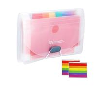 A6 Expanding File Organiser,Expanding File Folder,13 Pocket Rainbow Plastic Document Wallet with Labels,Portable Flash Card & Receipt Holder for Home,Office,School (Multicoloured)