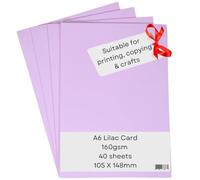 A6 Lilac Card Paper Printer - 160gsm 40 Sheets - Coloured - Suitable for Craft, Printing, Copying, Photocopiers