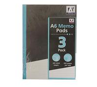 A6 Memo Notepads, Pack of 3 - Each 100 Pages, Ruled - Size 148mm x 105mm