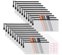 A6 Mesh Pencil Pouch Zipper File Bags, 20PCS Clear Pencil Case Plastic Mesh Document Bag Wallets Folders Waterproof Travel Storage Pouch for School Supplies, Bills, Cosmetics, Stationery, Travel