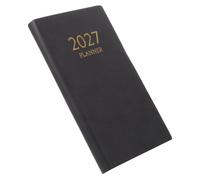 A6 Monthly Planner Notebook with Tabs, Black PU Cover | Paper Pages Support Goal Tracking and Note Taking, Pocket-friendly Format for Students, Commuting, Classroom Notes