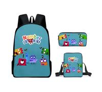 (A6) Numberblocks Student Schoolbag Cartoon Shoulder Bag Crossbody Pencil Case Three Piece Set