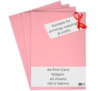 A6 Pale Pink Card Paper Printer - 160gsm 40 Sheets - Coloured - Suitable for Craft, Printing, Copying, Photocopiers