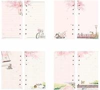 A6 Pink Loose Leaf Paper Refill,80 Sheets 6-Hole Notebook Paper,Compatible with Binders and Planners, Premium Papers for School, Office and Journaling