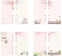 A6 Pink Paper Refill, 80 Sheets, Loose Leaf, 6-Hole for Ring Binder, Lined Pages