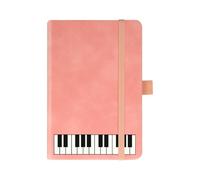 A6 Pink Piano Theme PU Notebook,Portable Music Small Pocket Leather Journal Hardcover Note Books Piano Key Lined Writing Notepad Diary Party Gift for Kid Student School Office Stationery Supplies