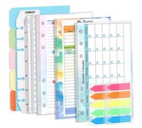 A6 Planner Inserts 1Set 6-Hole A6 Binder Inserts Complete Budget Binder Inserts Replacement Kit with Weekly Monthly Plan, Financial Page, Paper Divider, Bag, Ruler, Sticker