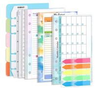 A6 Planner Inserts 1Set 6-Hole A6 Binder Inserts Complete Budget Binder Replacement Kit with Weekly Monthly Plan, Financial Page, Paper Divider, Bag, Ruler, Sticker