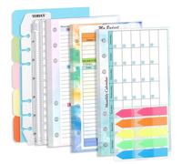A6 Planner Refill, A6 Planner Inserts 1Set 6-Hole Binder Inserts Complete Budget Binder Replacement Kit with Weekly Monthly Plan, Financial Page, Paper Divider, Bag, Ruler, Sticker