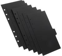 A6 Plastic Tab Dividers for 6-Ring Binder, 6-Pack Black PP Binder Index Pages, Notebook Organizer